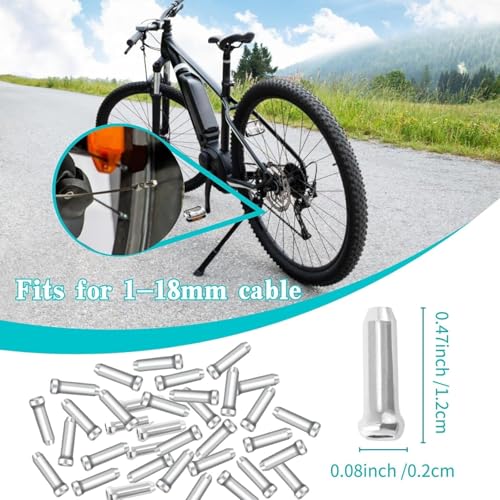 Bicycle Cable End Caps - Aluminum Alloy Brake Crimps, 20PCS - Silver