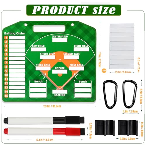Magnetic Baseball Lineup Board - 40 Sheets - Green