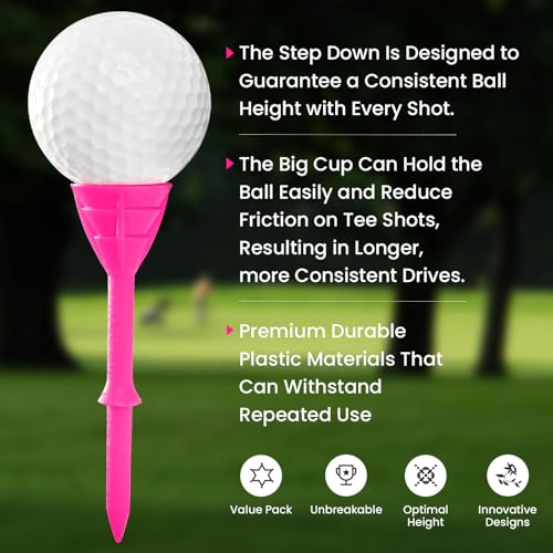 Durable Multicolor Golf Tees - 3 1/4 Inch, 30 Pack with Pouch