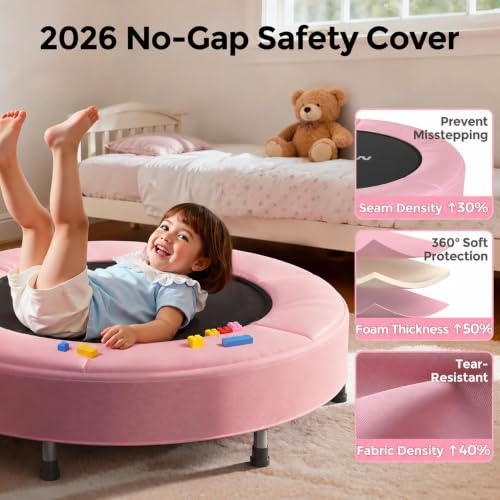 Kids Toddler Trampoline 36'' with Foam Handle - Pink-Classic