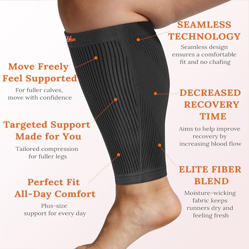 ITHW Black 2XL Calf Compression Sleeve for Edema Swelling & Circulation