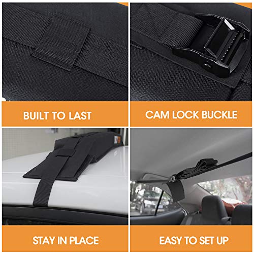 Universal Soft Roof Rack Pads with 15FT Tie-Down Straps for Kayaks & Surfboards