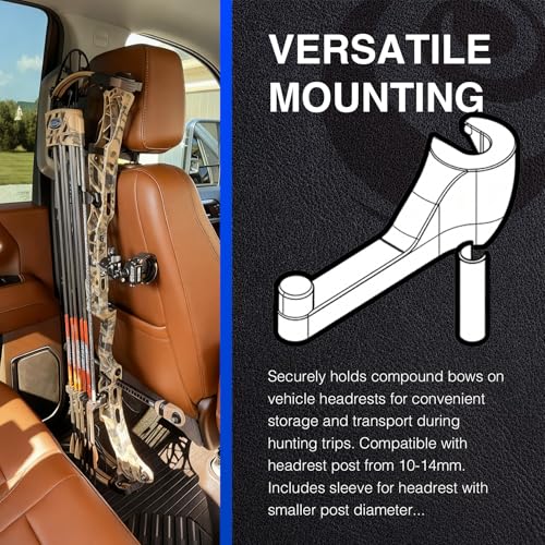 Universal Compound Bow Hanger for Vehicle Headrest - Tool-Free Installation