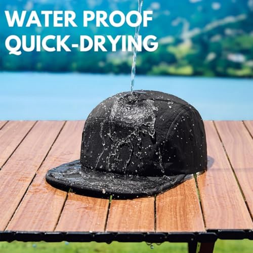 FASHIXD 5-Panel Running Hat Waterproof Nylon Quick-Dry Sun Cap – One Size, Black