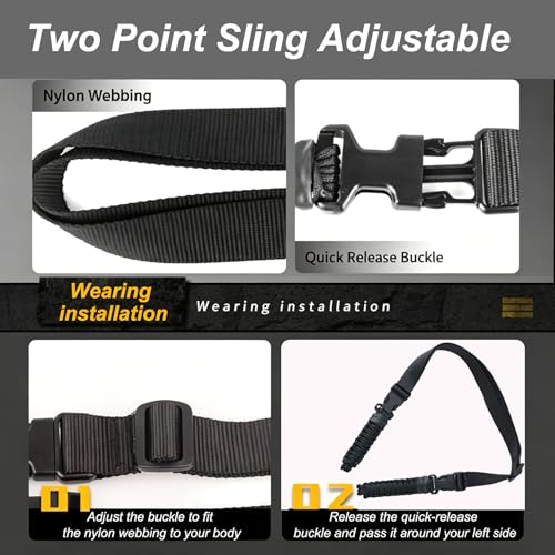 Two-Point and Traditional Sling for Outdoor - PAUENTPA Black