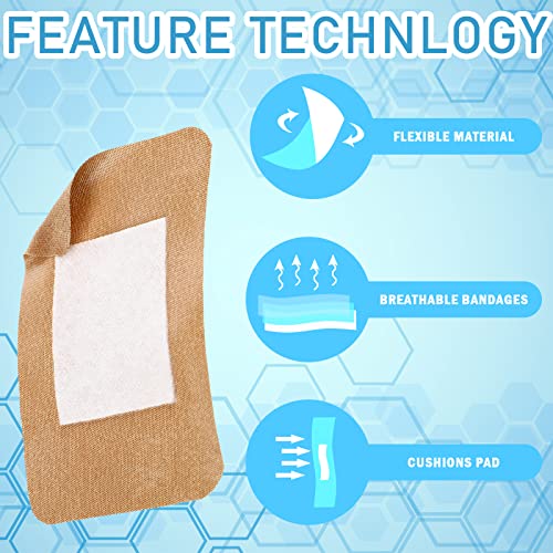Marsui 200 Pcs Large 3x4 Inch Flexible Adhesive Bandages - Wound Care Supplies