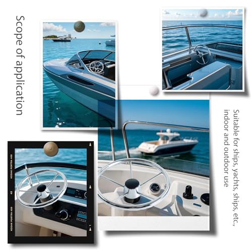 Hoffen 13.5" Silver Destroyer Marine Steering Wheel - Universal Fit, Stainless Steel
