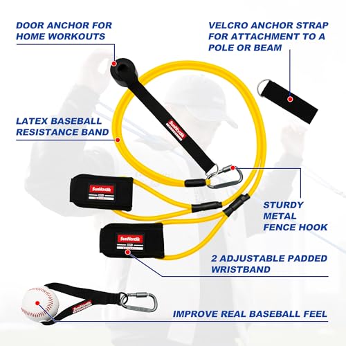 SunNordik 10LB Resistance Bands for Pitchers with Carry Bag - Baseball Training Equipment