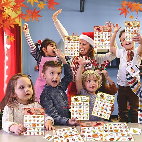 Thanksgiving Bingo Game Cards - 46 Pieces for 30 Players