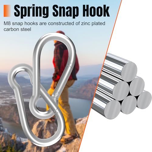 Heavy-Duty Carabiner Clip 1.96" Silver - 12 Pcs Quick Link Snap Hooks