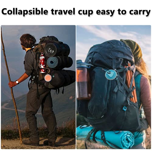 Collapsible Travel Cup - 2 Pack Silicone 270ml - Grey & Blue