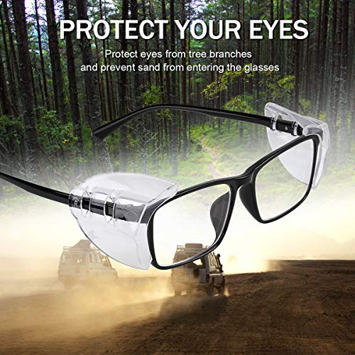 MELASA Safety Glasses Side Shields for Glasses, Slip on Clear Eye