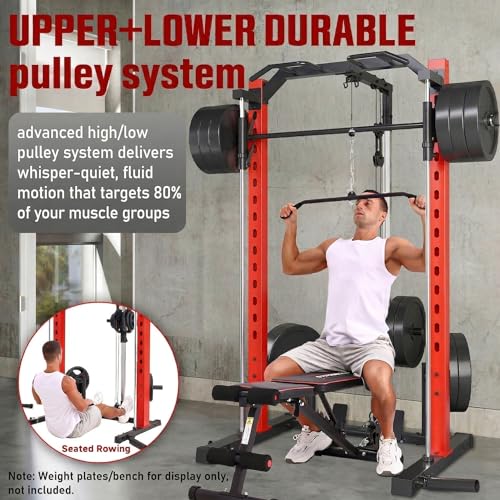 Adjustable Smith Machine with LAT Pull Down System - Vermilion