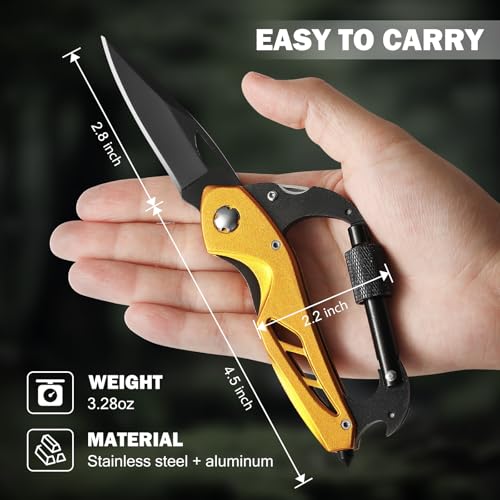 6-in-1 Carabiner Multitool with Folding Knife - Gold