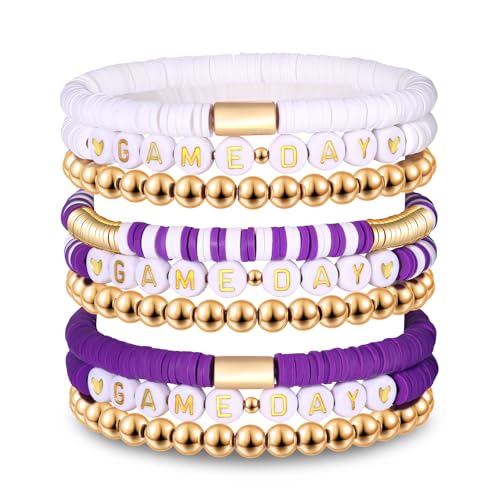 Game Day Bracelets - Pack of 9 Stackable Stretchy Heishi Beads