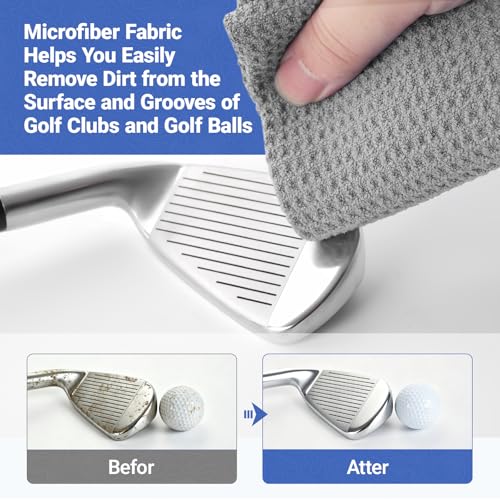 3 Pack Microfiber Golf Towels - 16x16 Inch Club Cleaning Cloths with Carabiners