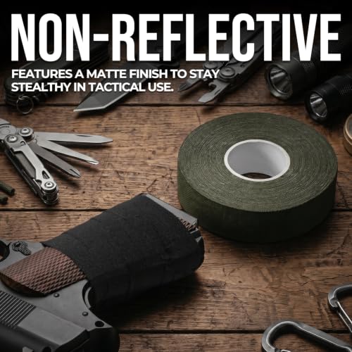Non-Slip Tactical Gun Grip Tape - 1 in x 27.34 Yards - Black