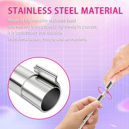 21.5-inch Twirling Baton Set for Kids - Stainless Steel with Ribbons - White