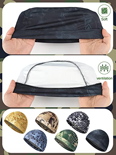 Cooling Skull Cap for Men - Sweat Wicking, One Size - Army Green, Gray, Brown, Black, Light Brown, Camouflage