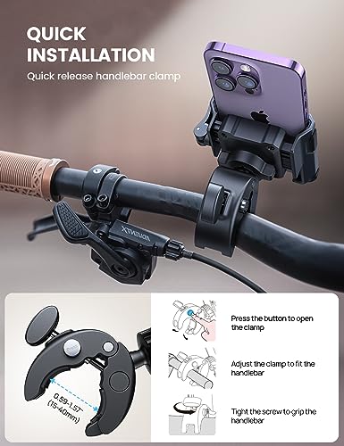 Motorcycle Phone Mount for 4.7-7" Phones, 360° Rotation, Easy Install