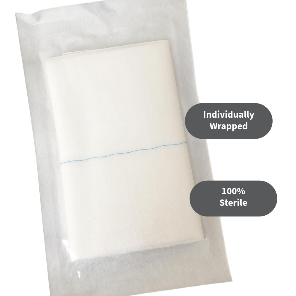 Vakly Extra Absorbent ABD Combine Abdominal Pads 5x9 Inches Ultra High Absorbency Sterile Individually Wrapped 5''x9'' First Aid Non-Adherent Post-Op Gauze - Heavy-Draining, Trauma Wound Dressing (50)