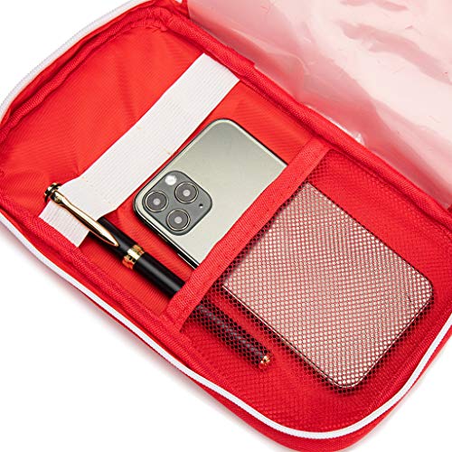 Small Empty First Aid Bag - Red Handle Travel Pouch