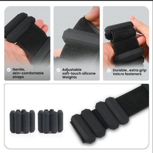 Patented Design Wrist & Ankle Weights for Women & Men - Adjustable Silicone Weighted Bracelet Set for Gym, Yoga, Pilates, Cardio & Strength Training - Wearable Arm & Leg Workout Weights (Black)