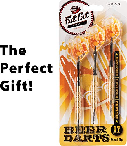 Steel Tip Darts Set with Amber Plated Barrels - 17g