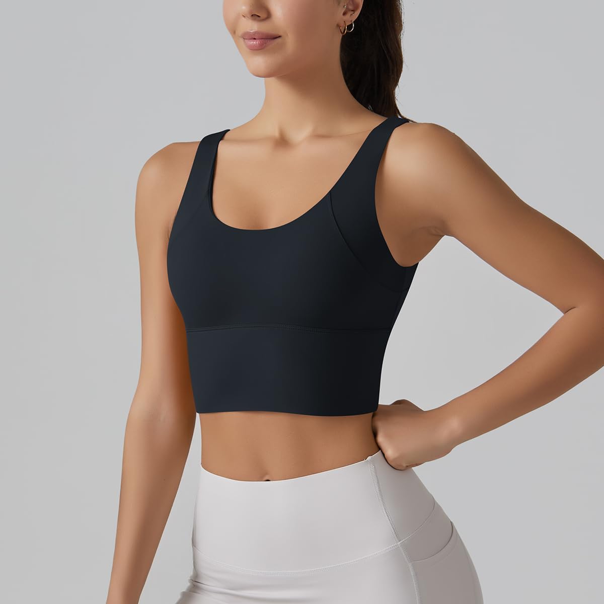 ABOCIW Longline Sports Bra - Women's V Back Wireless Padded Yoga Top for Medium Support | Ideal for Workouts