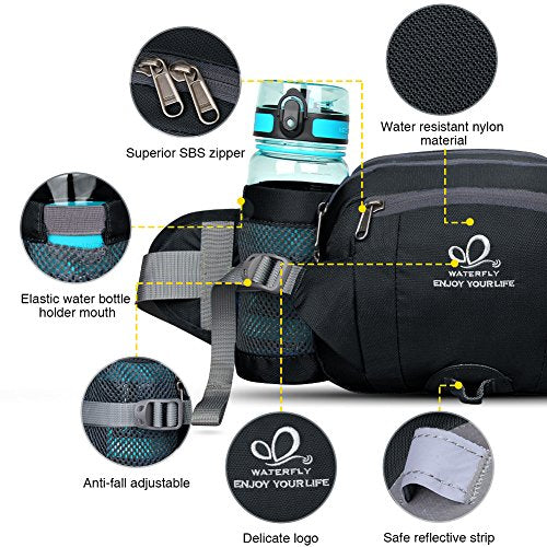 Fanny Pack Waist Bag with 2 Water Bottle Holders - Black