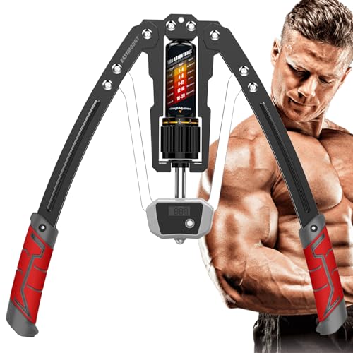 EAST MOUNT Red Twister Arm Exerciser with LCD Counter Adjustable 22-440lbs Home Fitness Equipment