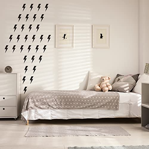 Black Lightning Bolt Wall Decals - 4 Sheets 14x11 in, SHYJSHYJ Variation Black