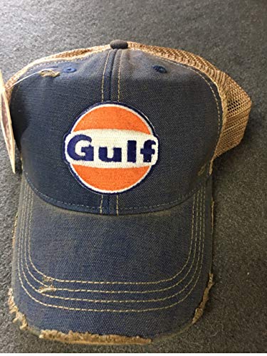 Gulf Distressed Vintage Adjustable Snapback Hat – One Size, Distressed Blue