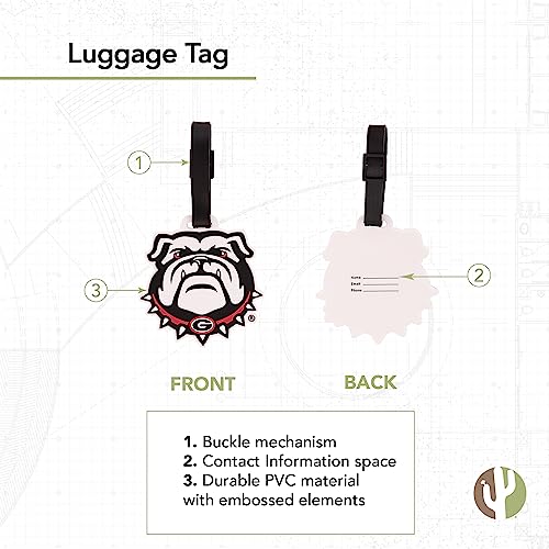 Georgia Bulldogs PVC Luggage Tag - 2 7/8" Design B
