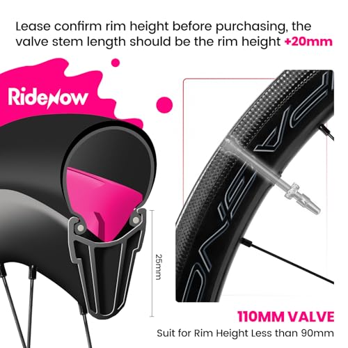 PERTUAL Black 45mm Tubeless Presta Valve Stems Alloy Pair for Bicycle