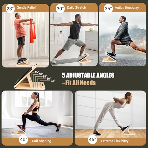 Calf Stretch Slant Board with Resistance Band - Black