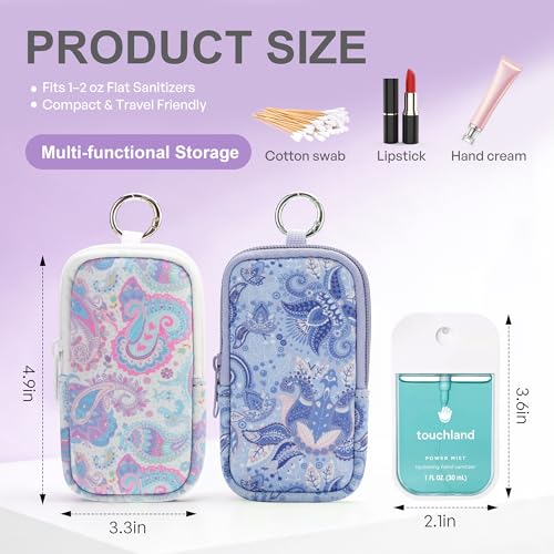 Hand Sanitizer Holder Pouch - Zip Portable Case with Paisley Pattern