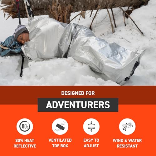 SOL Thermal Bivvy Emergency Survival Tent with Rescue Whistle, 80% Heat Retention, 84x34 Inches