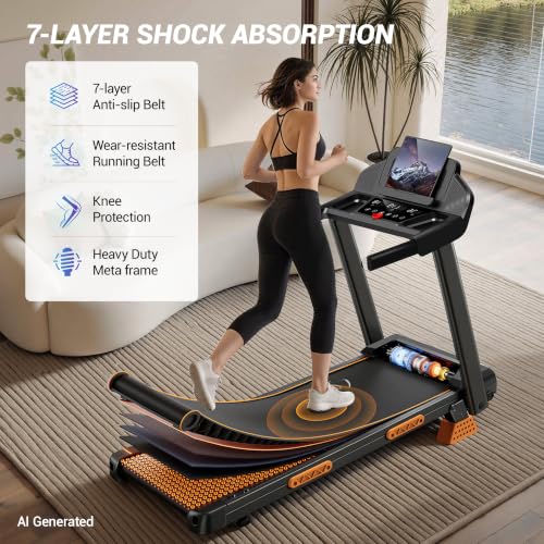 16% Incline Treadmill for Home | 400LBS Capacity, Foldable