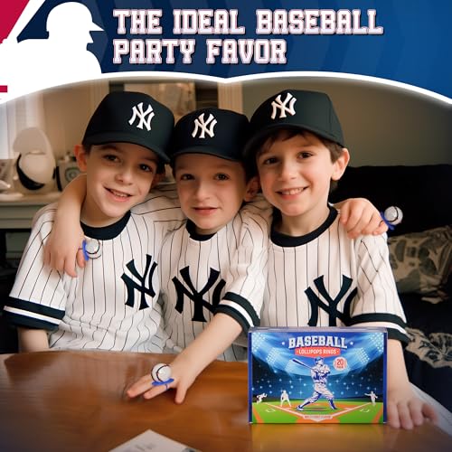 3D Baseball Lollipop Rings 20pk - Baseball Candy for Party Favors & Kids