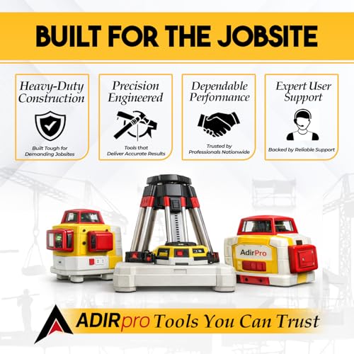AdirPro 16FT Aluminum Grade Rod - 10ths, Dual Sided Telescopic Leveling Tool with Bubble Level & Carry Case