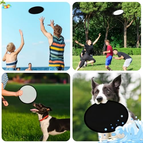 Foldable Flying Disc Fan with Pocket - 9.8 Inch Black Collapsible Toy