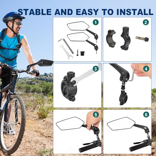 ptiysta Universal Bike Mirror - 360° Rotating Handlebars Side View
