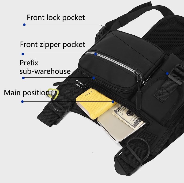 Skiennix Adjustable Nylon Chest Bag - Multi-Functional Sporty Vest for Hiking & Cycling
