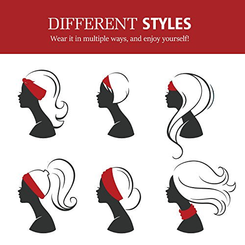 Versatile Sports Headband - Breathable Moisture Wicking Hair Band - Black & Red