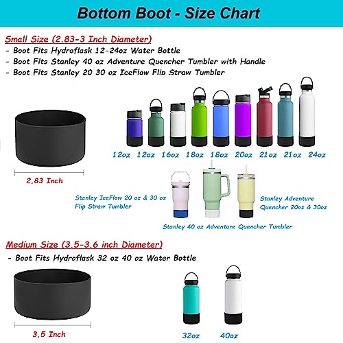 Silicone Boot for Hydro Flask & Owala Water Bottles - Black Medium (Fits 9CM Base)