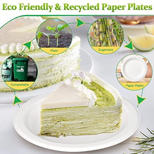 Greconv 7 Inch Small Disposable Paper Plates - 200 Pack for Parties & Events