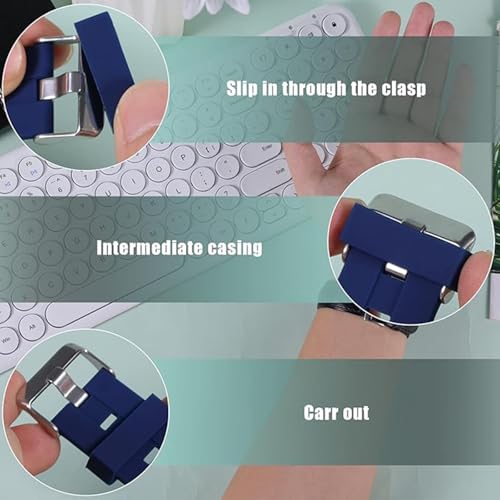 18mm Silicone Watch Band Keeper Loop - 6 Piece Set, Dark Blue