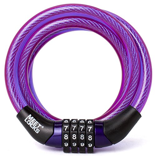 Keyless Combination Bike Cable Lock - Purple