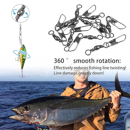 Barrel Swivel Fishing Snaps - Stainless Steel & Copper - #12 15lb - 50 Count